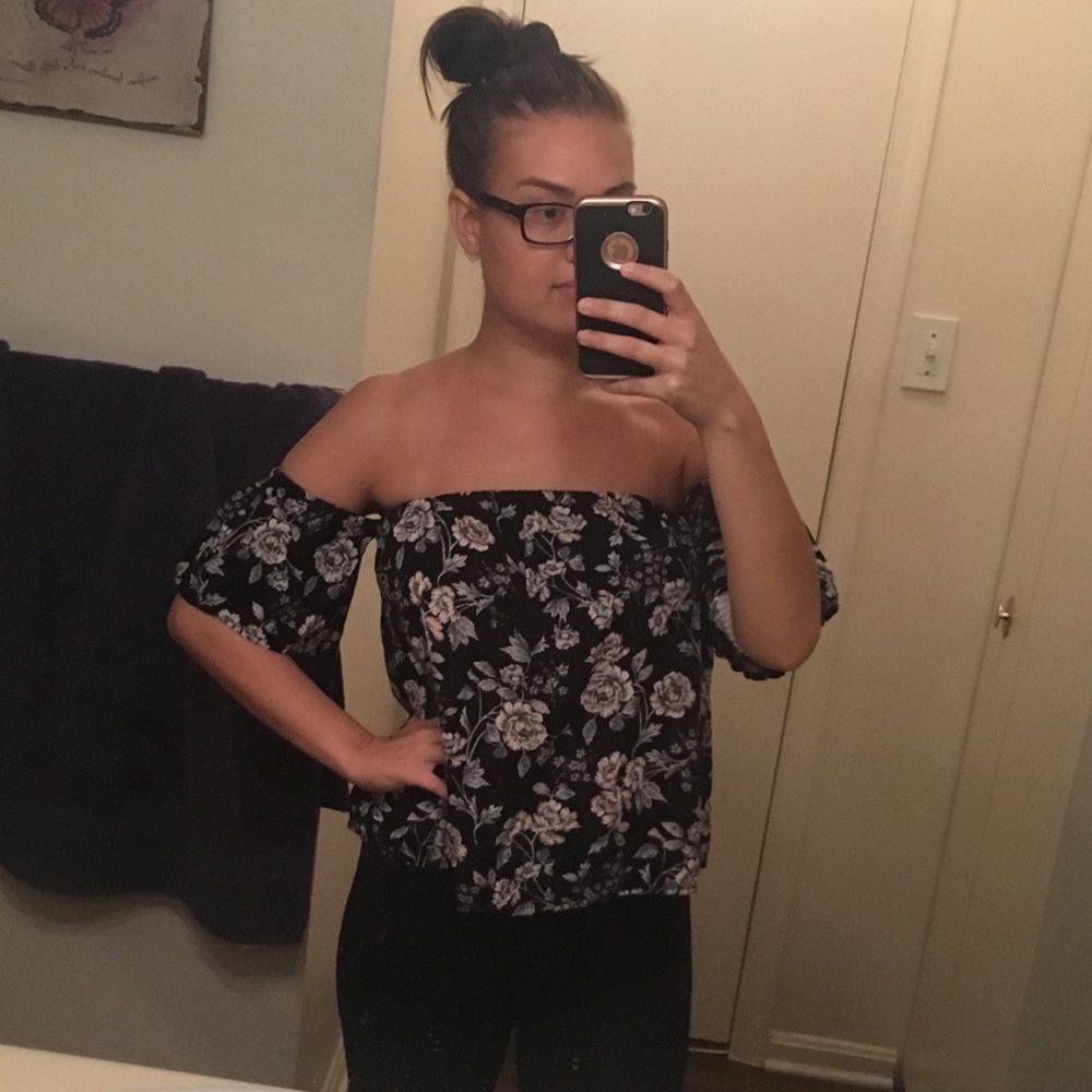 Flowy and Floral off the shoulder top